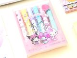 6'lı Fosforlu Kalem Seti - Sanrio Karakterleri, Kuromi, Hello Kitty 