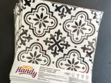 DecoHandy  Pvc Duvar Karosu 30x30cm 4'lü Paket - Siyah Beyaz Çini Desen  0,36m2