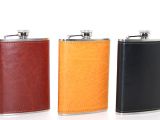 Paslanmaz Çelik Tekli 9 Oz Derili Matara  
