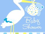 Baby Boy Stork Temalı Mavi Davetiye 8 Adet 