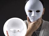 Beyaz Renk Boyanabilir Anonim Tam Yüz Cosplay Maske 24x18 cm