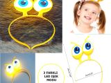 Led Işıklı & Pilli Uzaylı Göz Parti Tacı Sarı Renk 