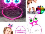 Led Işıklı & Pilli Uzaylı Göz Parti Tacı Pembe Renk