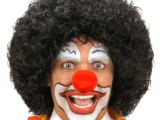 Siyah Kıvırcık Afro Peruk ve Kırmızı Sünger Burun Seti