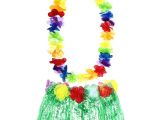 YETIŞKIN VE ÇOCUK UYUMLU LUAU ALOHA HAWAII YEŞIL ETEK VE RENKLI KOLYE TAÇ 2 ADET BILEKLIK SETI