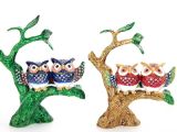 Swarovski Taşlı Dal Üstünde 2'li Baykuş 