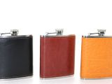 Paslanmaz Çelik Tekli 7 Oz Derili Matara 