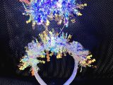 Püsküllü Led Işıklı Parlak Hologramlı Taç Beyaz