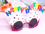 Happy Birthday Beyaz Fuşya Parti Gözlüğü