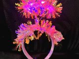 Püsküllü Led Işıklı Parlak Hologramlı Taç Pembe