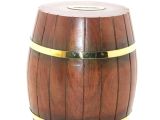 Pirinç Ahşap Fıçı Kumbara 18 Cm 