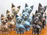 Ahşap 3'lü Kedi Seti 40 Cm