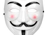 Beyaz Pembe Yanaklı V For Vendetta Maskesi