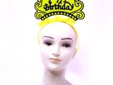 Happy Birthday Neon Sarı Taç