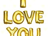 I Love You Folyo Balon Altın Renk 35 CM