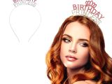 Kristal Taşlı Birthday Princess Yazılı Parti Tacı Pembe Renk 