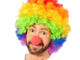 Gökkuşağı Afro Peruk ve Kırmızı Sünger Burun