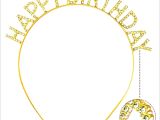 Altın Gold Renk Kristal Taşlı Parlak Happy Birthday Taç