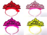 Happy Birthday Yazılı Neon Renk Taç 12 Adet