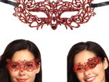 Kırmızı Dantel Masquerade Maskesi 9 No