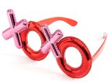 Kırmızı Renk Xoxo Yazılı Parti Gözlüğü