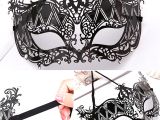 Kristal Gümüş Taşlı Siyah Lazer Kesim Metal Lüks Maske