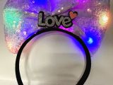 Led Işıklı Gümüş Love Yazılı Lila Fiyonk Taç
