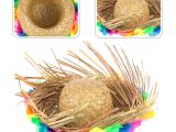 Natural Renkli Püsküllü Örme Hasır Hawaii Şapka 