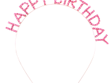 Pembe Kristal Taşlı Gold Happy Birthday Taçı