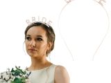 Rose Gold Bekarlığa Veda Kristal Taş Bride Tacı