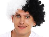 Siyah Beyaz Kıvırcık Afro Bonus Taraftar Peruğu 