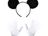 Siyah Mickey Mouse Tacı ve Beyaz Eldiven Seti 