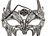 Siyah Lazer Kesim Kristal Taşlı Metal Lüks Maske
