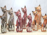 Ahşap 3'lü Kedi Seti 30 Cm Model 2