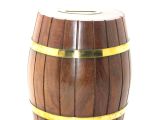 Pirinç Ahşap Fıçı Kumbara 15 Cm 